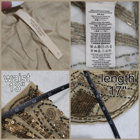 Free People Daydreaming Embellished Mini Skirt With Gold Sequins & Scalloped Hem - Picture 12 of 13